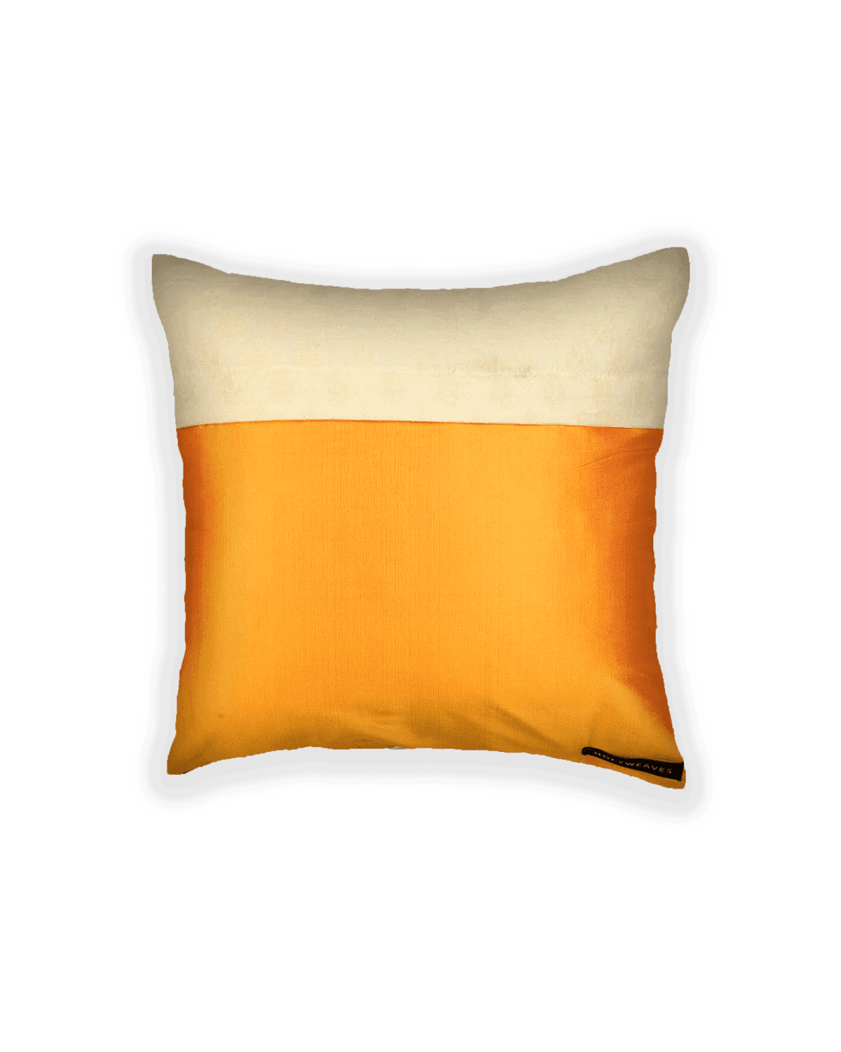 White Cutwork Woven Cotton Silk Cushion Cover 16" - By HolyWeaves, Benares