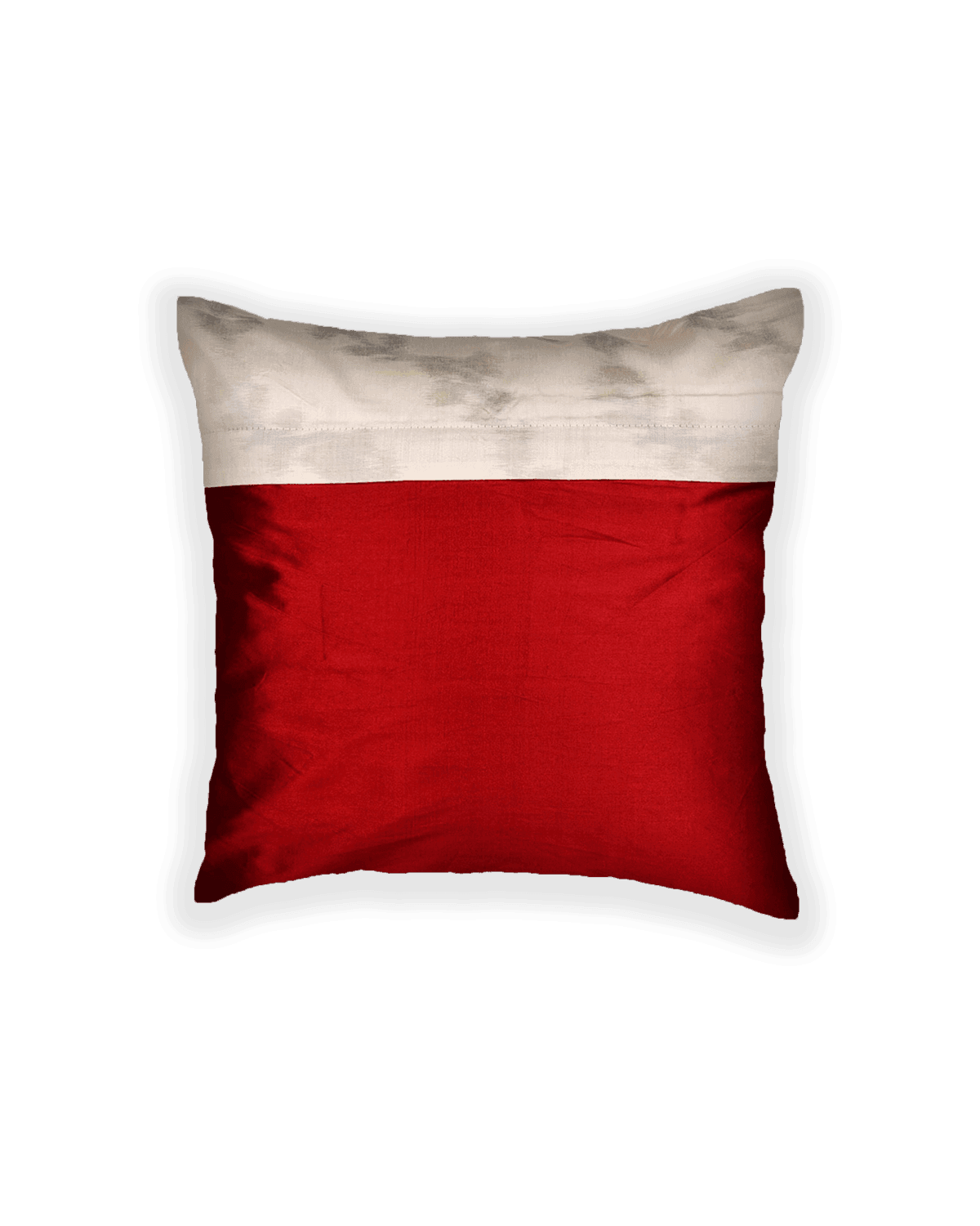 White Ikat Woven Cotton Silk Cushion Cover 16" - By HolyWeaves, Benares