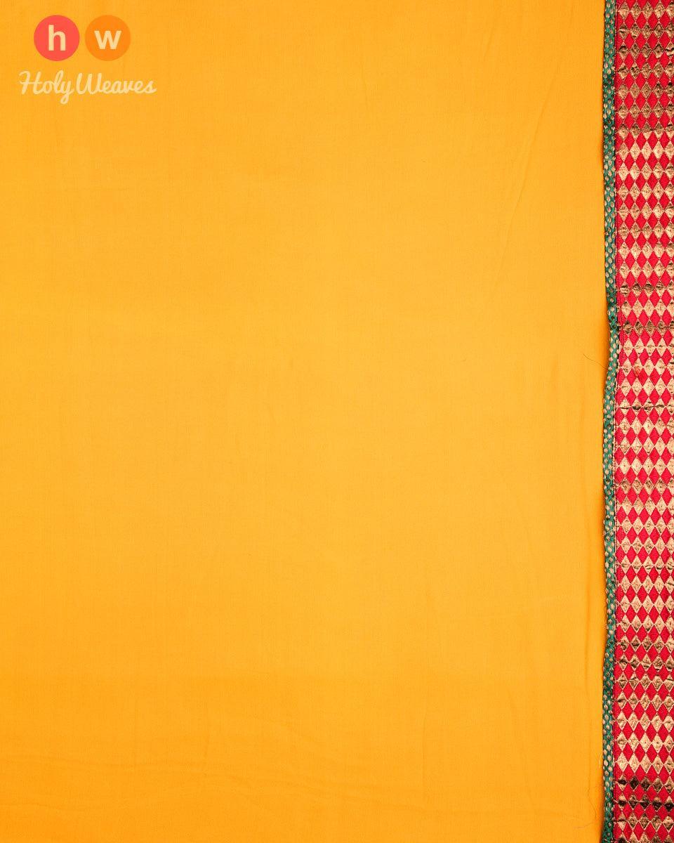 Yellow Hand-embroidered Georgette Saree - By HolyWeaves, Benares