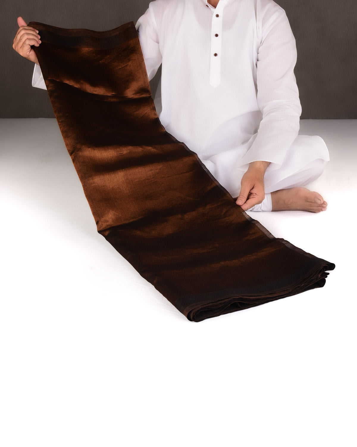 Metallic Copper WATERMARK Abstract Geometry Brocade Handwoven Kora Tissue Banarasi Saree-HolyWeaves