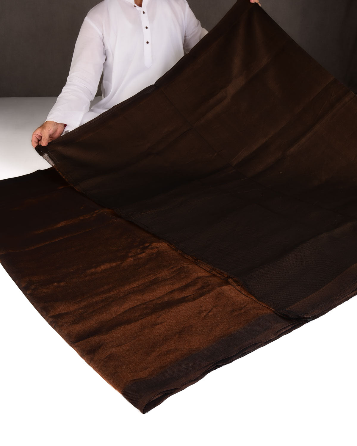 Metallic Copper WATERMARK Abstract Geometry Brocade Handwoven Kora Tissue Banarasi Saree-HolyWeaves