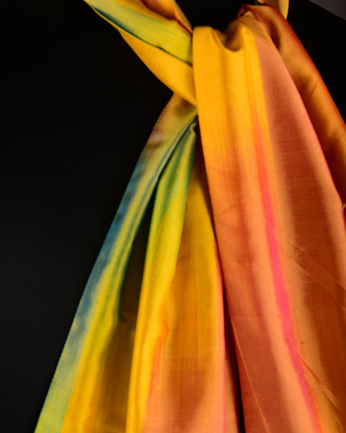 Vibgyor Yellow Handwoven Silk Ascot Tie-HolyWeaves