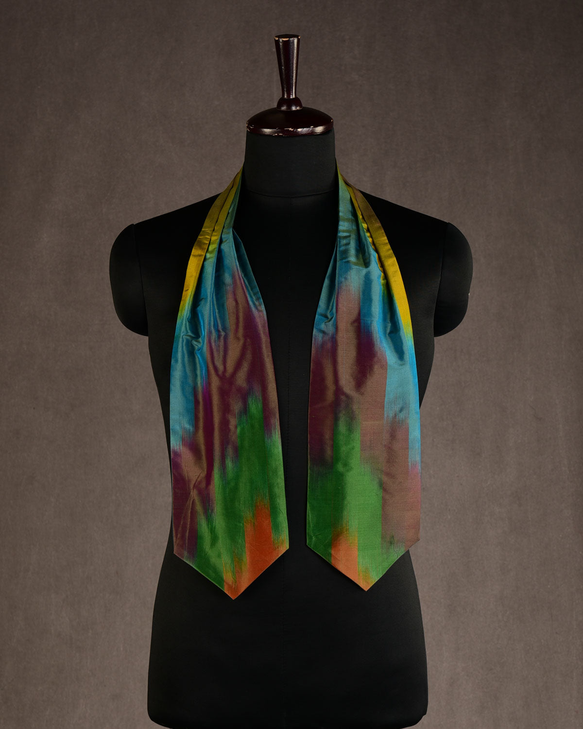 Vibgyor Green Ombre Handwoven Silk Ascot Tie-HolyWeaves