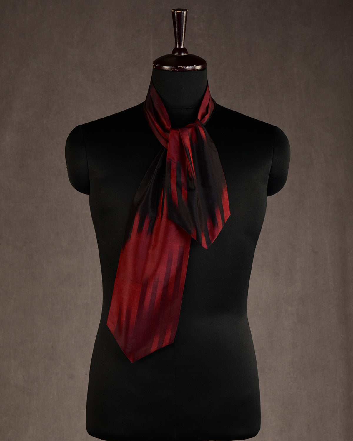 Ombre Maroon Handwoven Silk Ascot Tie-HolyWeaves