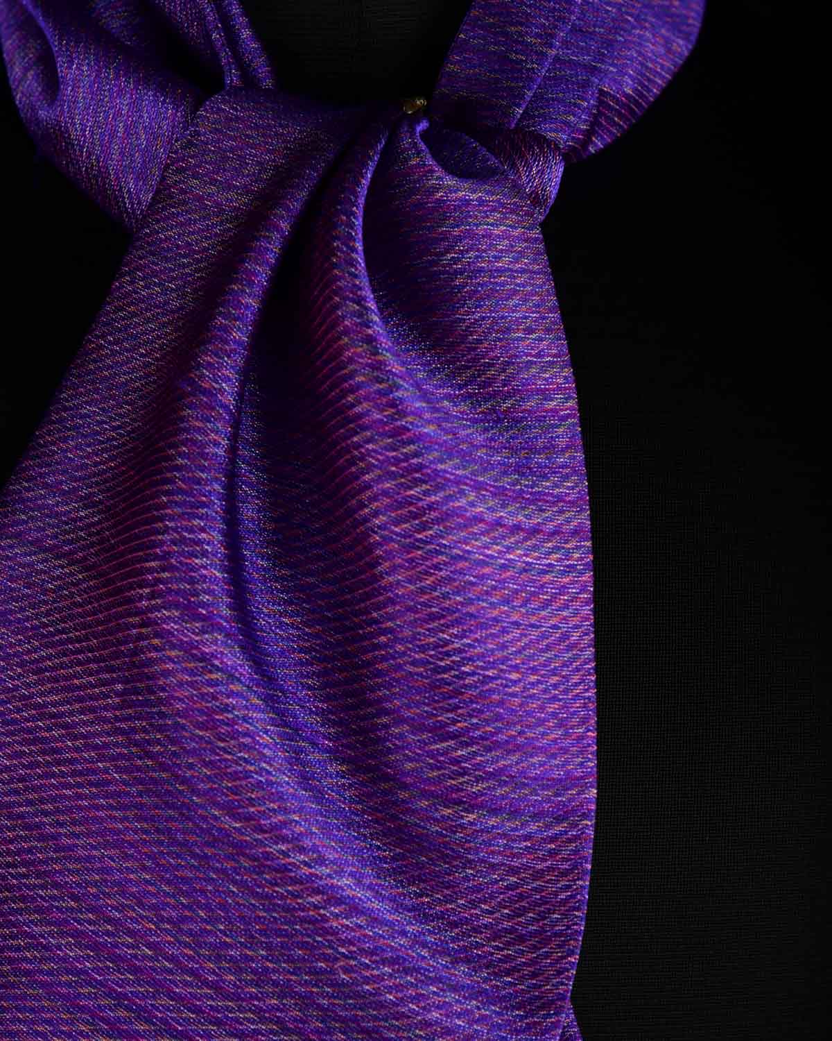 Purple Multi-color Waterfall Handwoven Silk Ascot Tie-HolyWeaves