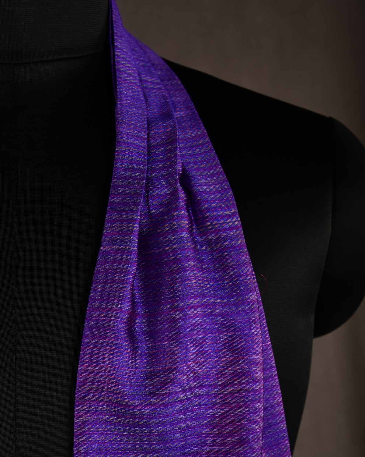 Purple Multi-color Waterfall Handwoven Silk Ascot Tie-HolyWeaves