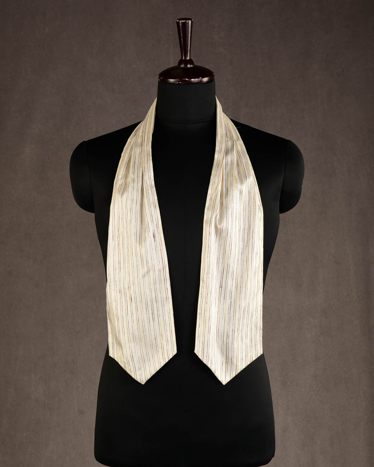 Cream Handwoven Silk Ascot Tie-HolyWeaves