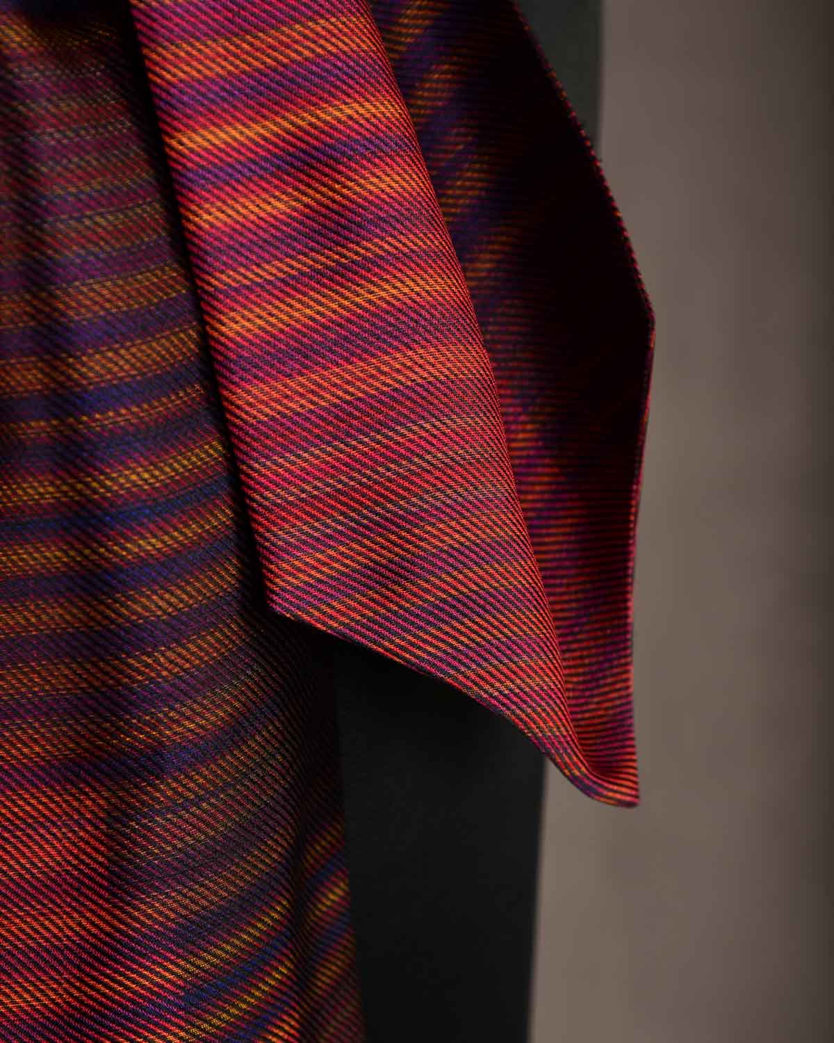 Ombre Maroon Multi-color Waterfall Handwoven Silk Ascot Tie-HolyWeaves