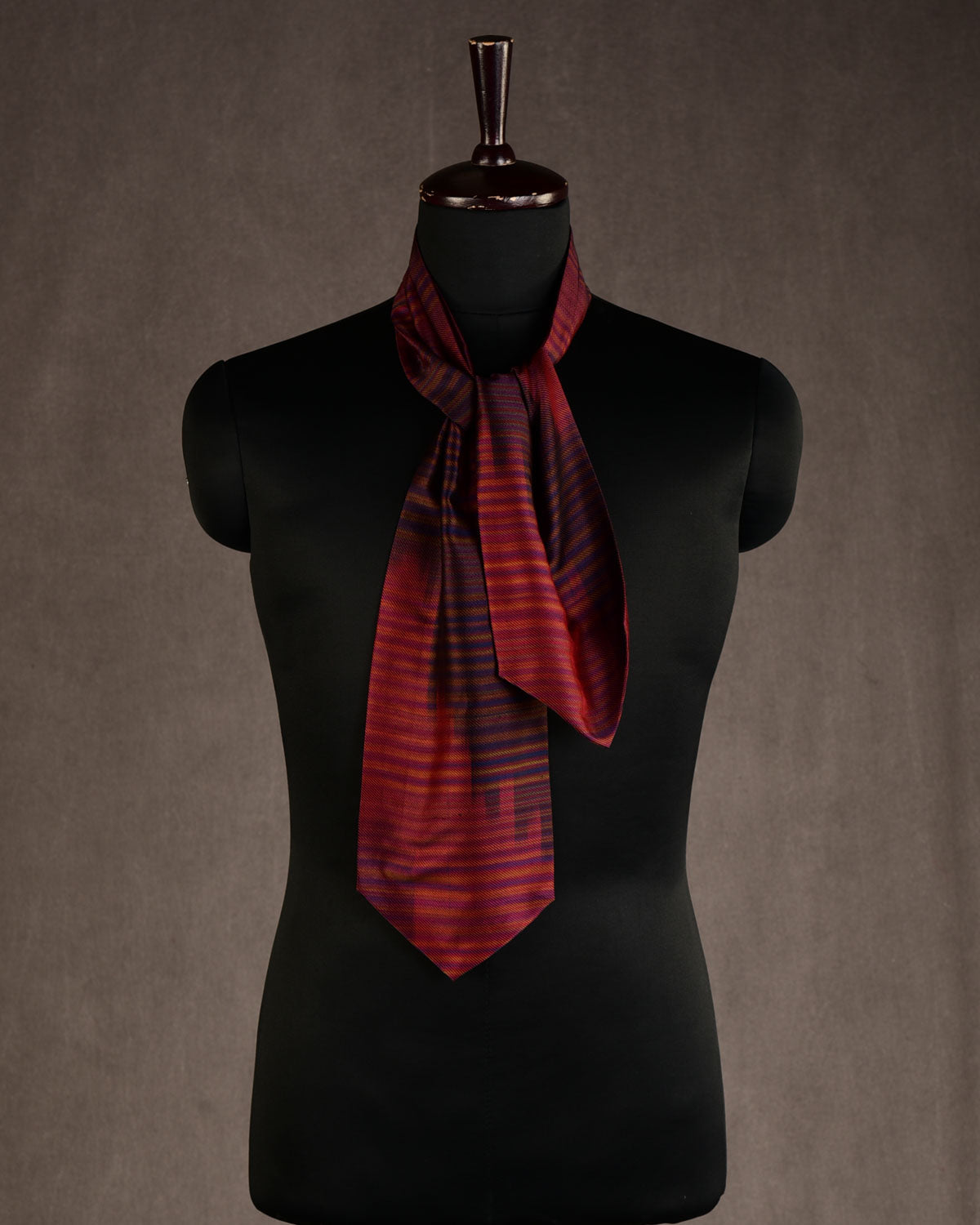 Ombre Maroon Multi-color Waterfall Handwoven Silk Ascot Tie-HolyWeaves