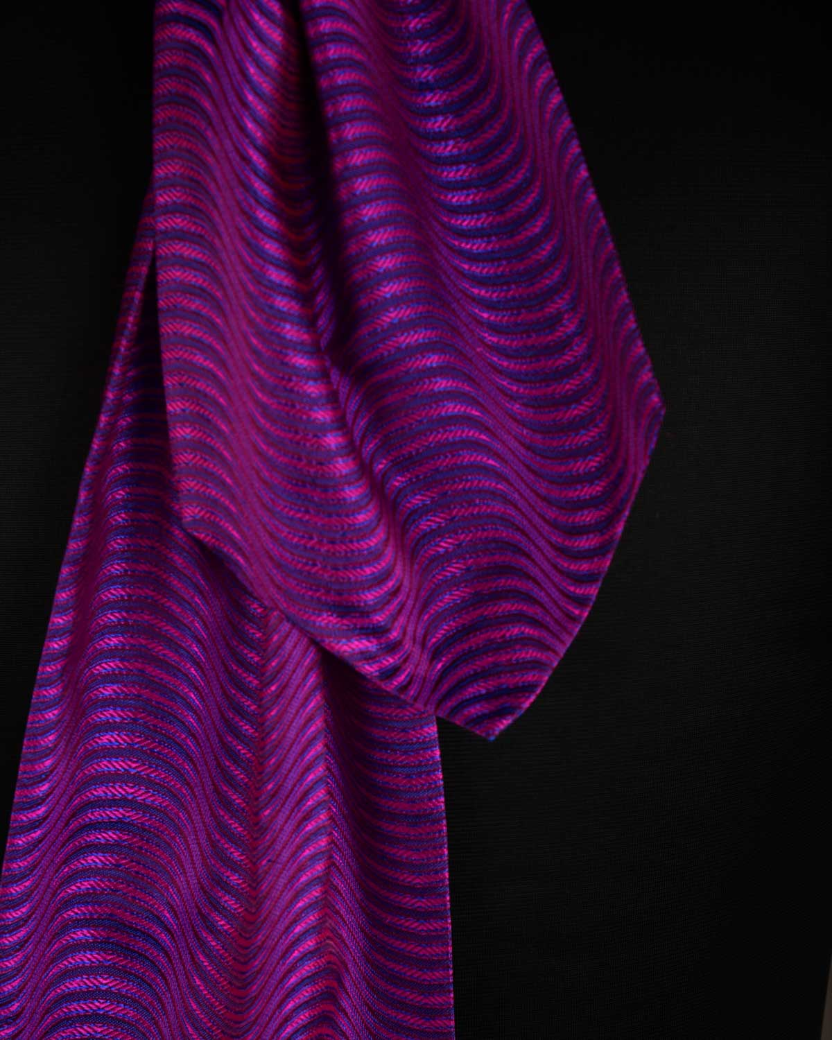 Pink On Purple Illusion Scallop Handwoven Silk Ascot Tie-HolyWeaves