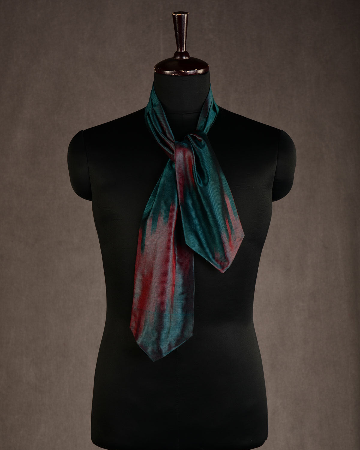 Ombre Teal Blue Handwoven Silk Ascot Tie-HolyWeaves