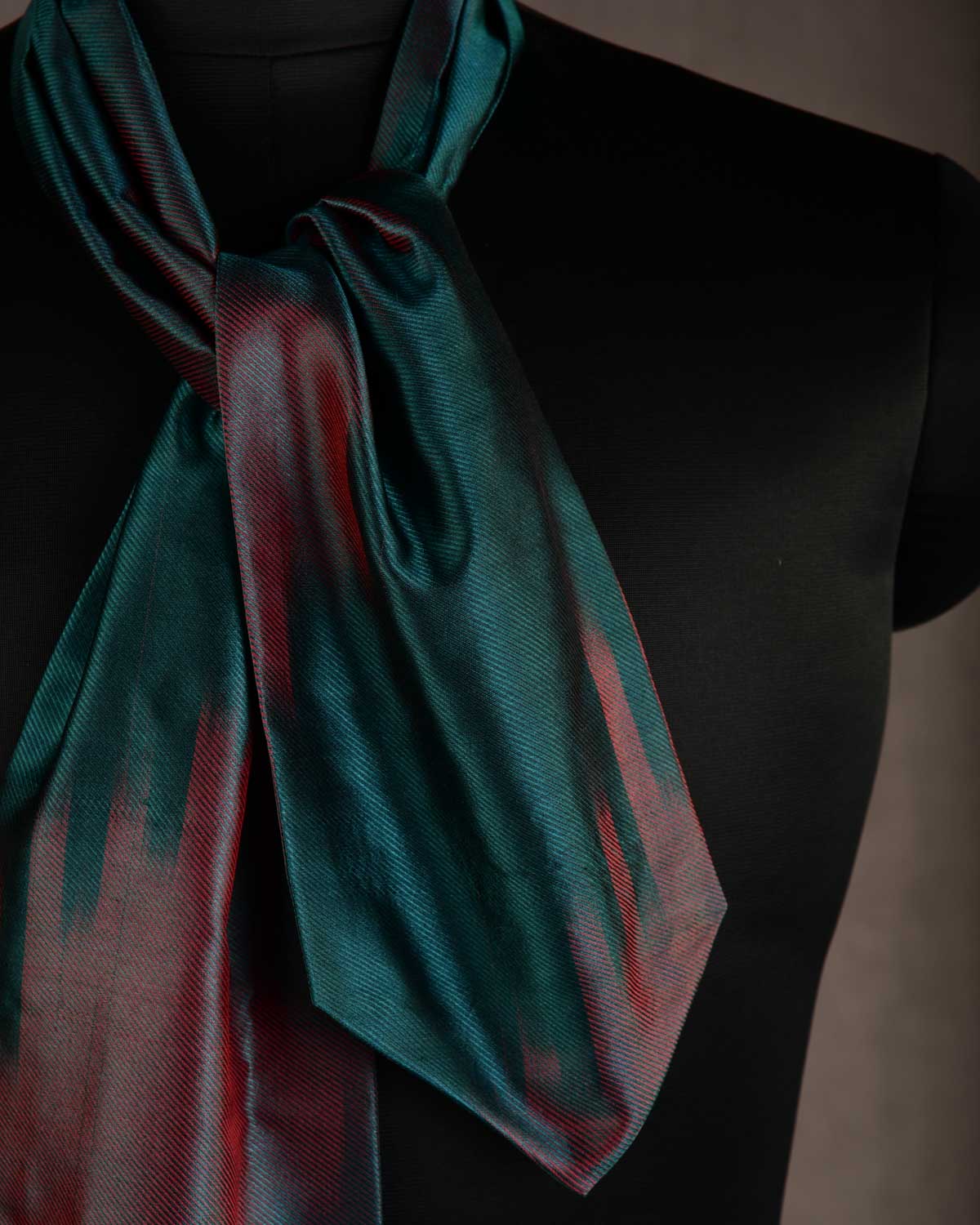Ombre Teal Blue Handwoven Silk Ascot Tie-HolyWeaves