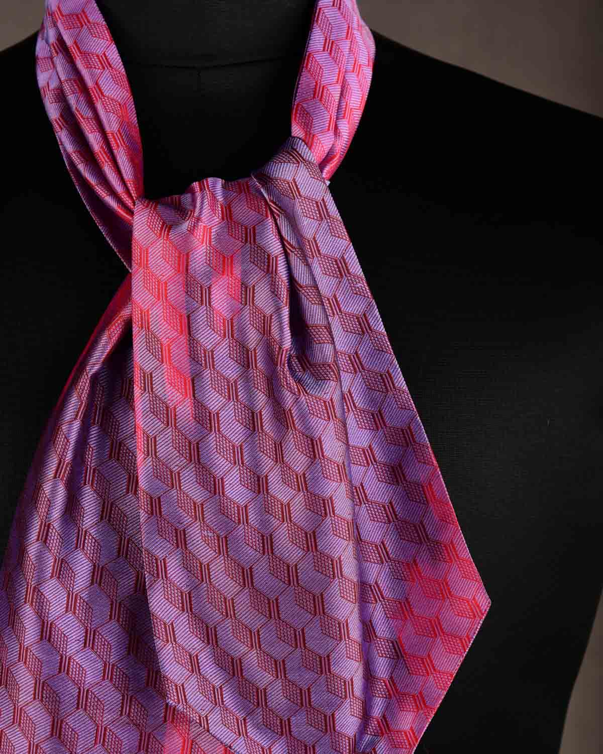 Ombre Mauve Metropolis Handwoven Silk Ascot Tie-HolyWeaves