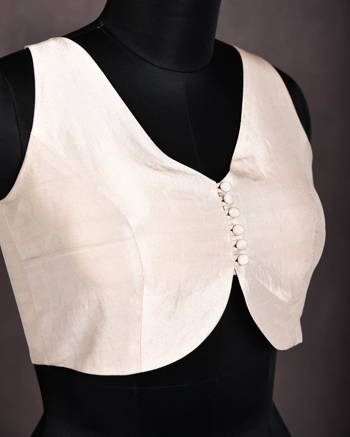 Golden Beige Banarasi Plain Tissue Blouse-HolyWeaves