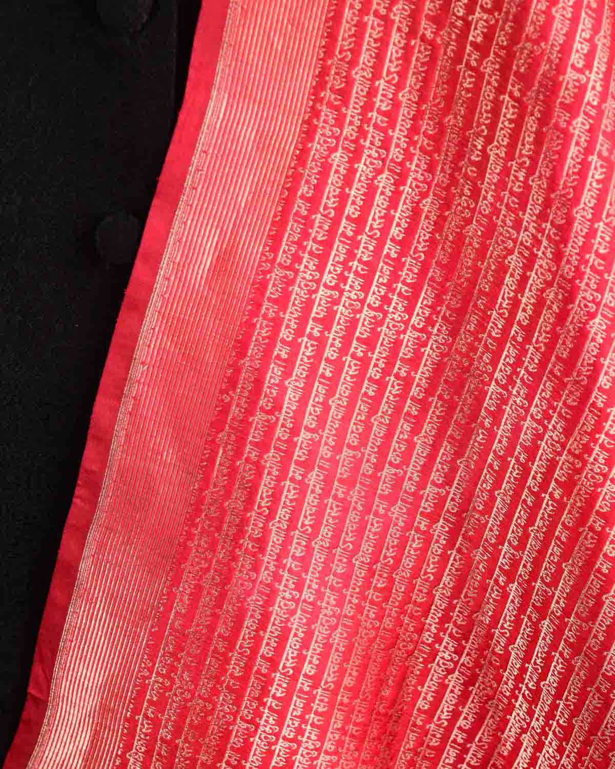 Bridal Ombre Red Silver Zari Geeta Shlok 2.47 Brocade Handwoven Katan Silk Banarasi Dupatta-HolyWeaves