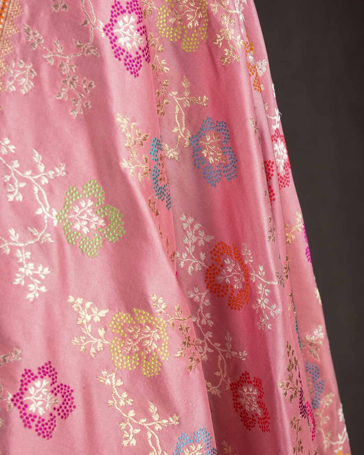 Rosy Brown Gold Zari And Meena Jaal Kadhuan Brocade Handwoven Katan Silk Banarasi Dupatta-HolyWeaves