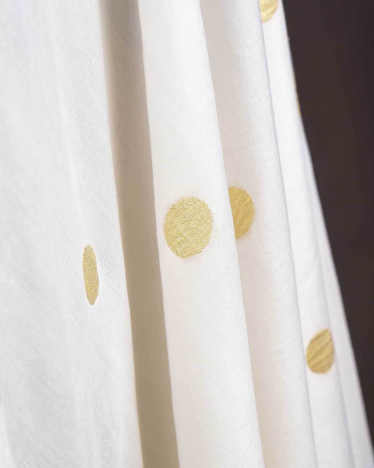 White Gold Zari Asharfi Buti Cutwork Brocade Handwoven Muga Silk Banarasi Dupatta-HolyWeaves