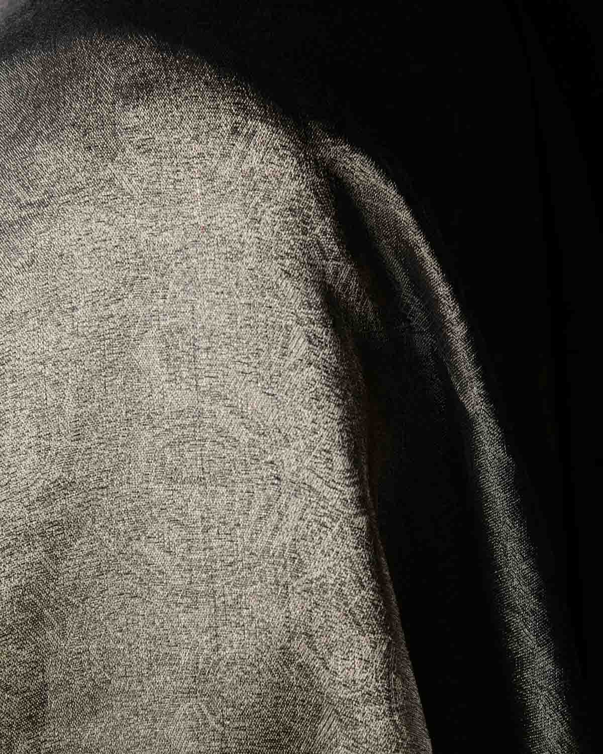 Metallic Silver Gray WATERMARK Spider Web Brocade Handwoven Kora Tissue Banarasi Dupatta-HolyWeaves