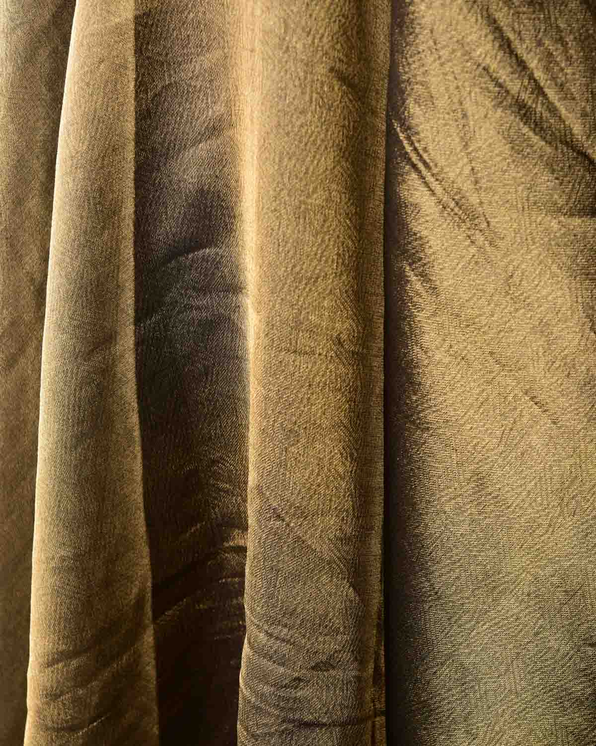 Metallic Antique Gold WATERMARK Abstract Geometry Brocade Handwoven Kora Tissue Banarasi Dupatta-HolyWeaves