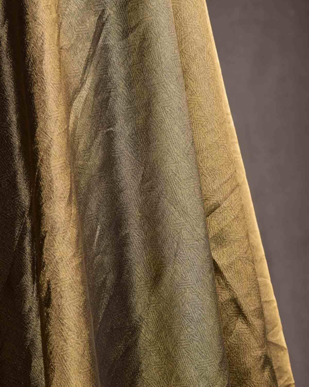 Metallic Antique Gold WATERMARK Abstract Geometry Brocade Handwoven Kora Tissue Banarasi Dupatta-HolyWeaves