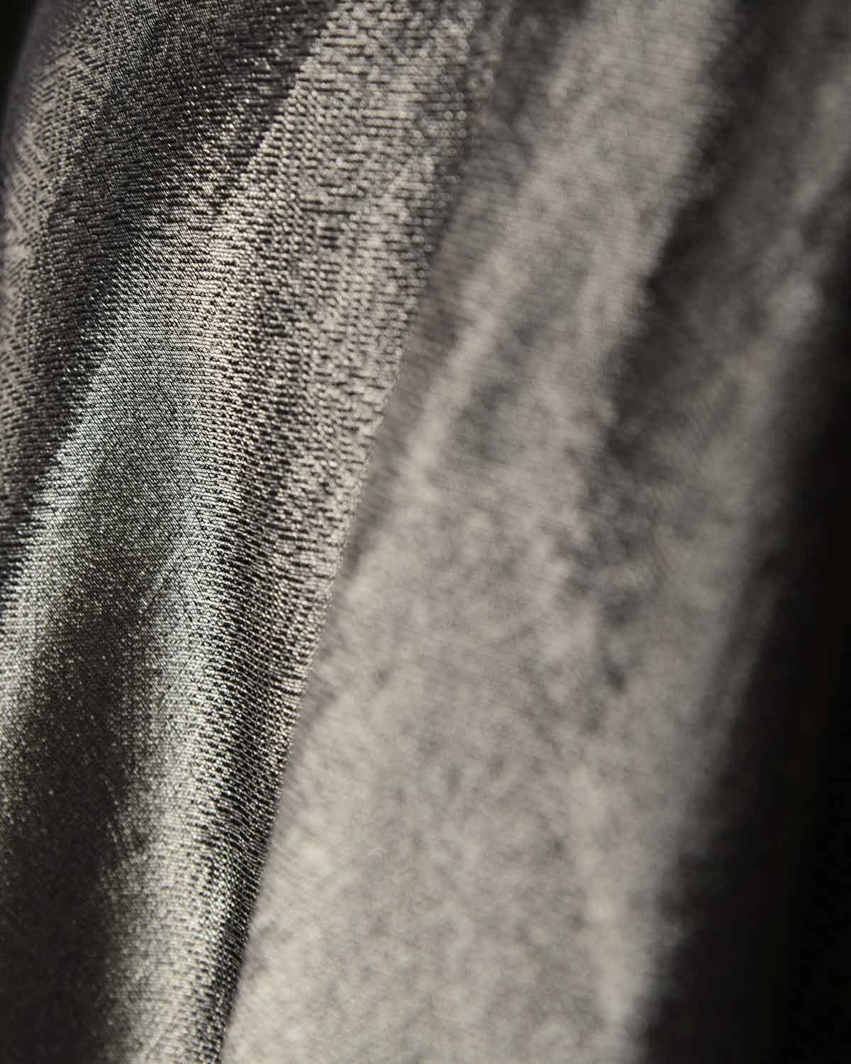 Metallic Silver Gray WATERMARK Abstract Geometry Brocade Handwoven Kora Tissue Banarasi Dupatta-HolyWeaves