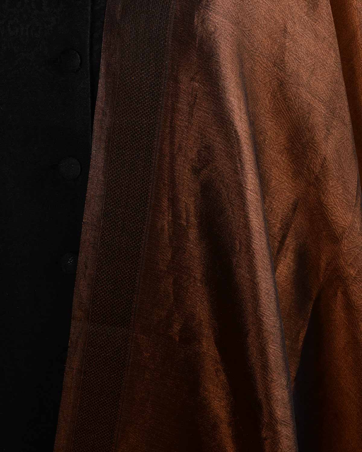 Antique Bronze WATERMARK Abstract Geometry Brocade Handwoven Kora Tissue Banarasi Dupatta-HolyWeaves