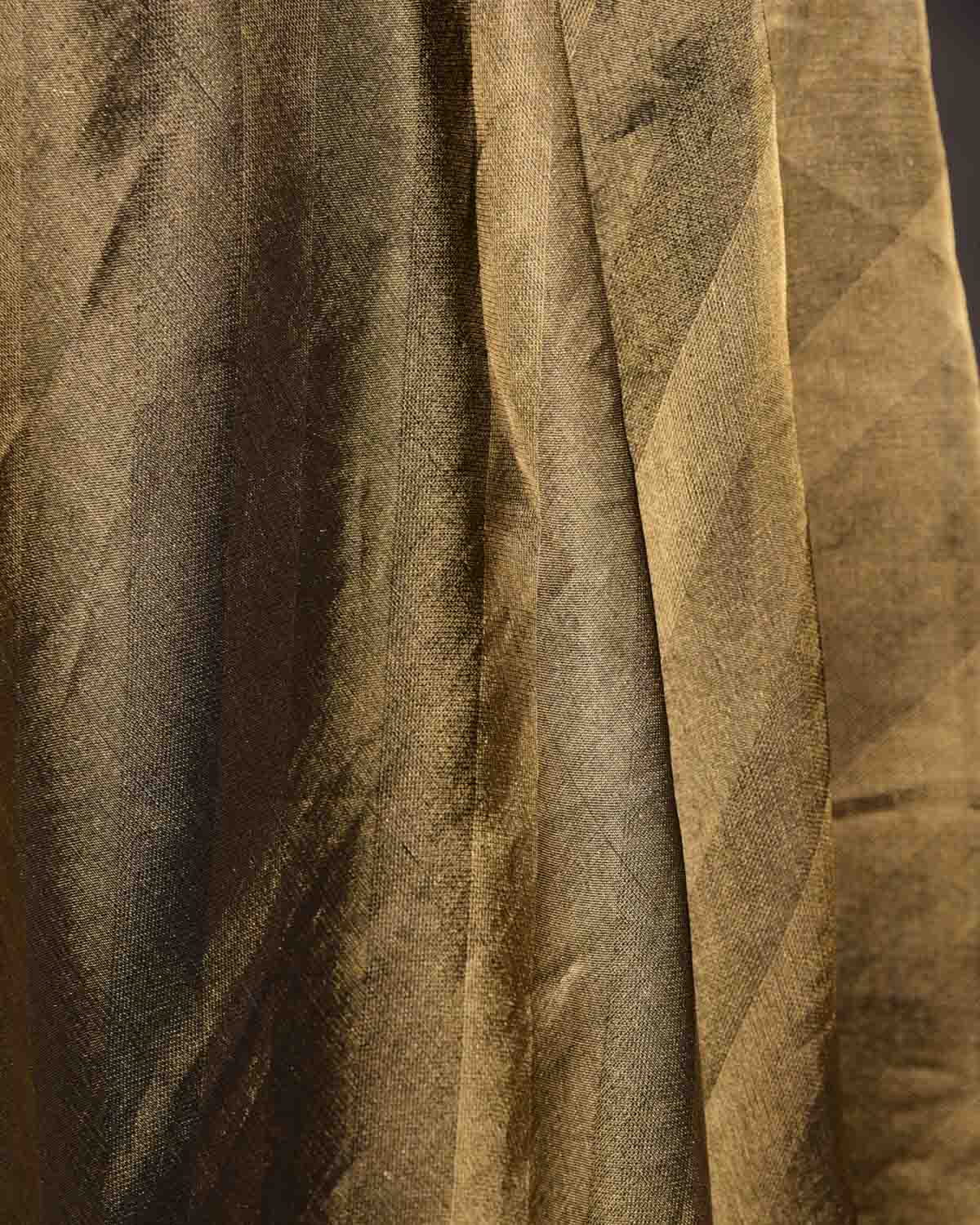 Metallic Gold WATERMARK Diagonal Stripes Brocade Handwoven Kora Tissue Banarasi Dupatta-HolyWeaves