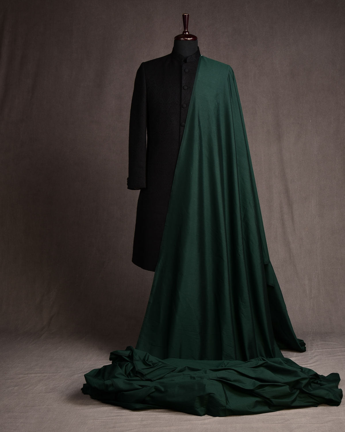 Midnight Green Poly Cotton Silk Fabric-HolyWeaves