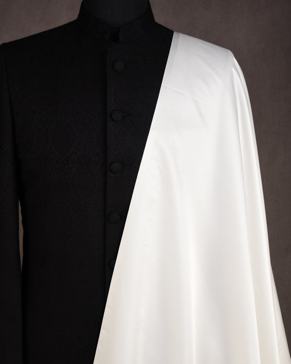 White Solid Satin Woven Viscose Silk Banarasi Fabric-HolyWeaves