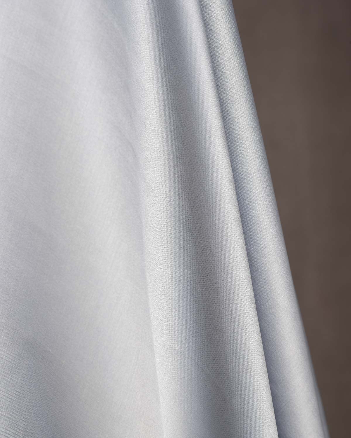 Nickel Gray Solid Satin Woven Viscose Silk Banarasi Fabric-HolyWeaves
