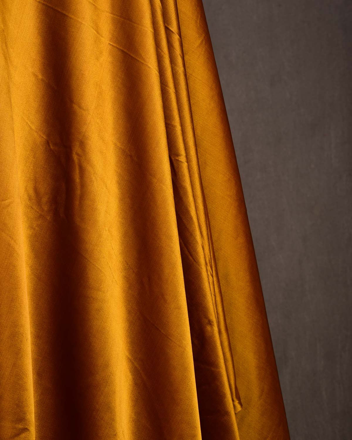 Mustard Yellow Solid Satin Woven Viscose Silk Banarasi Fabric-HolyWeaves