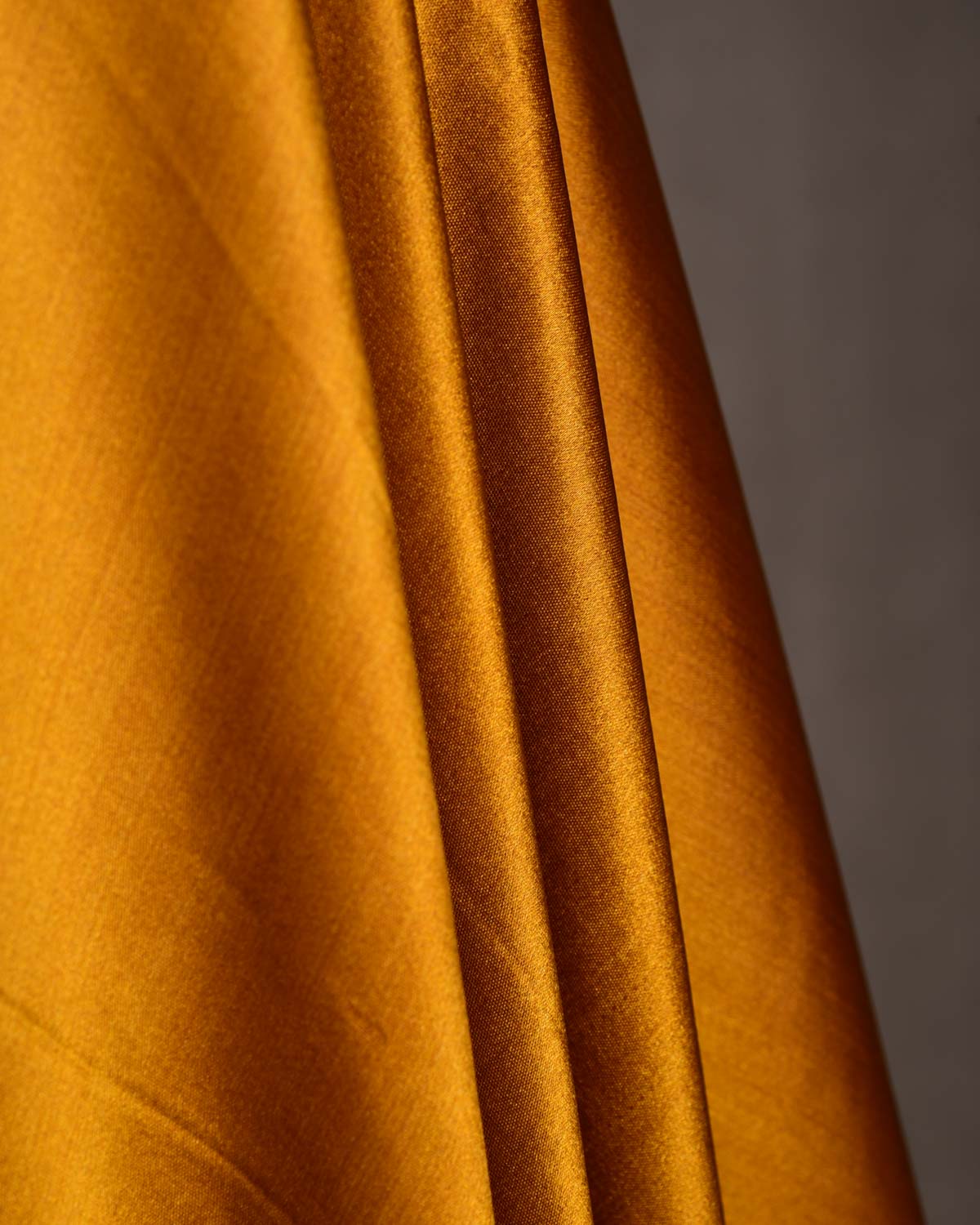 Mustard Yellow Solid Satin Woven Viscose Silk Banarasi Fabric-HolyWeaves