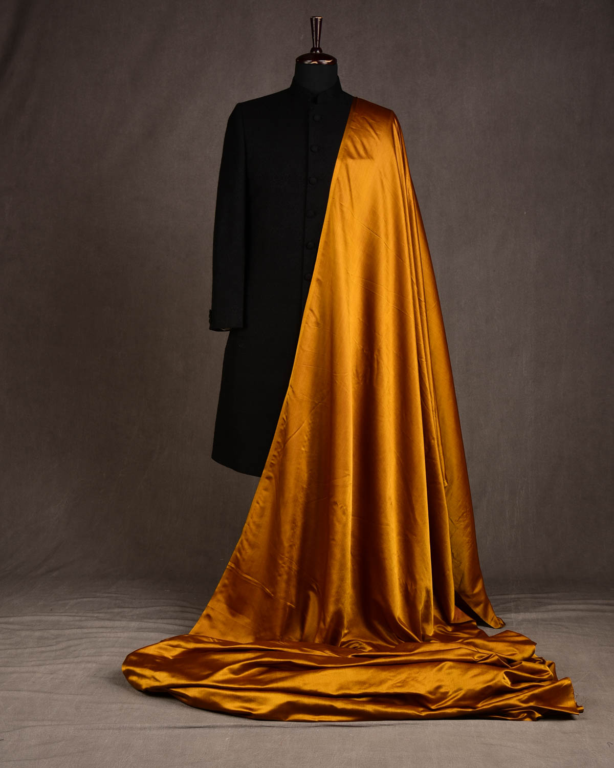 Mustard Yellow Solid Satin Woven Viscose Silk Banarasi Fabric-HolyWeaves