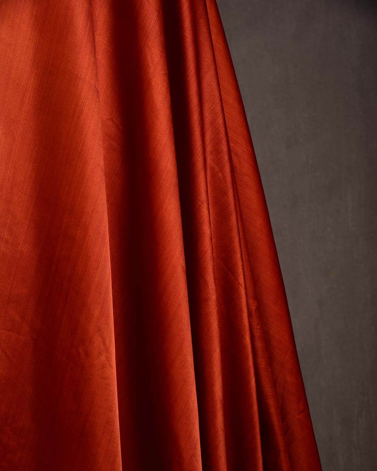 Amber Rust Solid Satin Woven Viscose Silk Banarasi Fabric-HolyWeaves