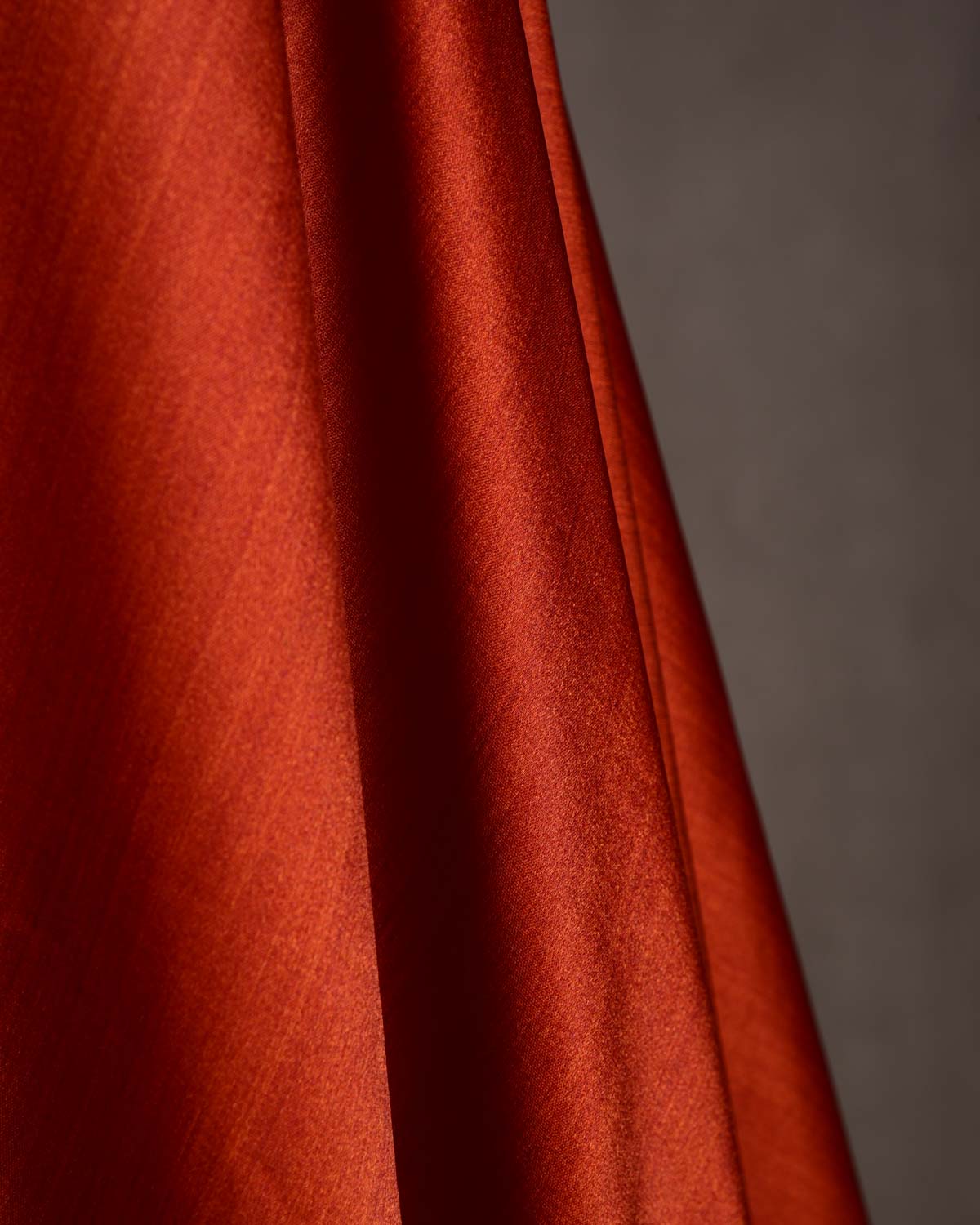 Amber Rust Solid Satin Woven Viscose Silk Banarasi Fabric-HolyWeaves