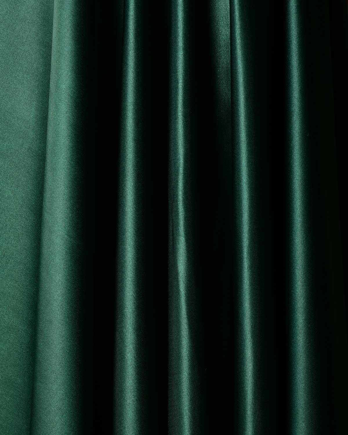 Midnight Green Solid Satin Woven Viscose Silk Banarasi Fabric-HolyWeaves