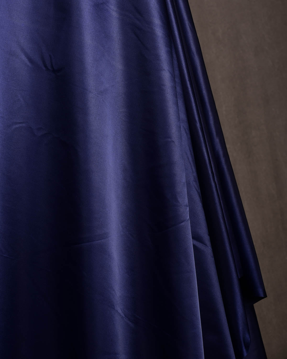 Navy Blue Solid Satin Woven Viscose Silk Banarasi Fabric-HolyWeaves