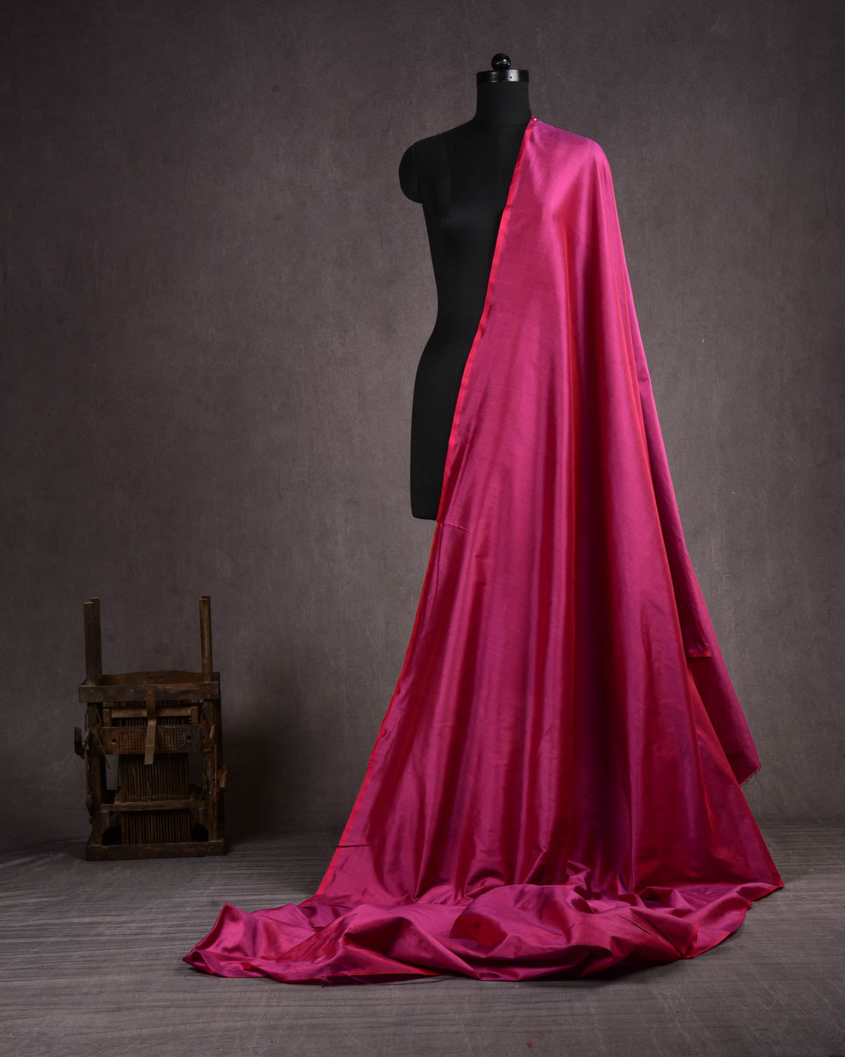 Shot Red Purple Banarasi Plain Woven Spun Silk Fabric-HolyWeaves