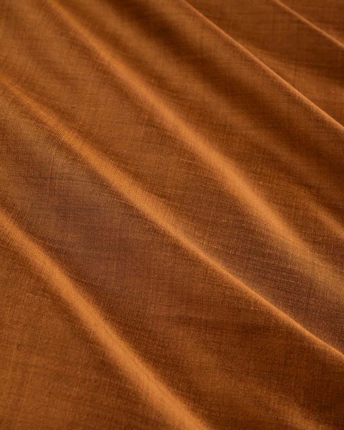 Russet Brown Banarasi Plain Woven Spun Silk Unisex Fabric-HolyWeaves