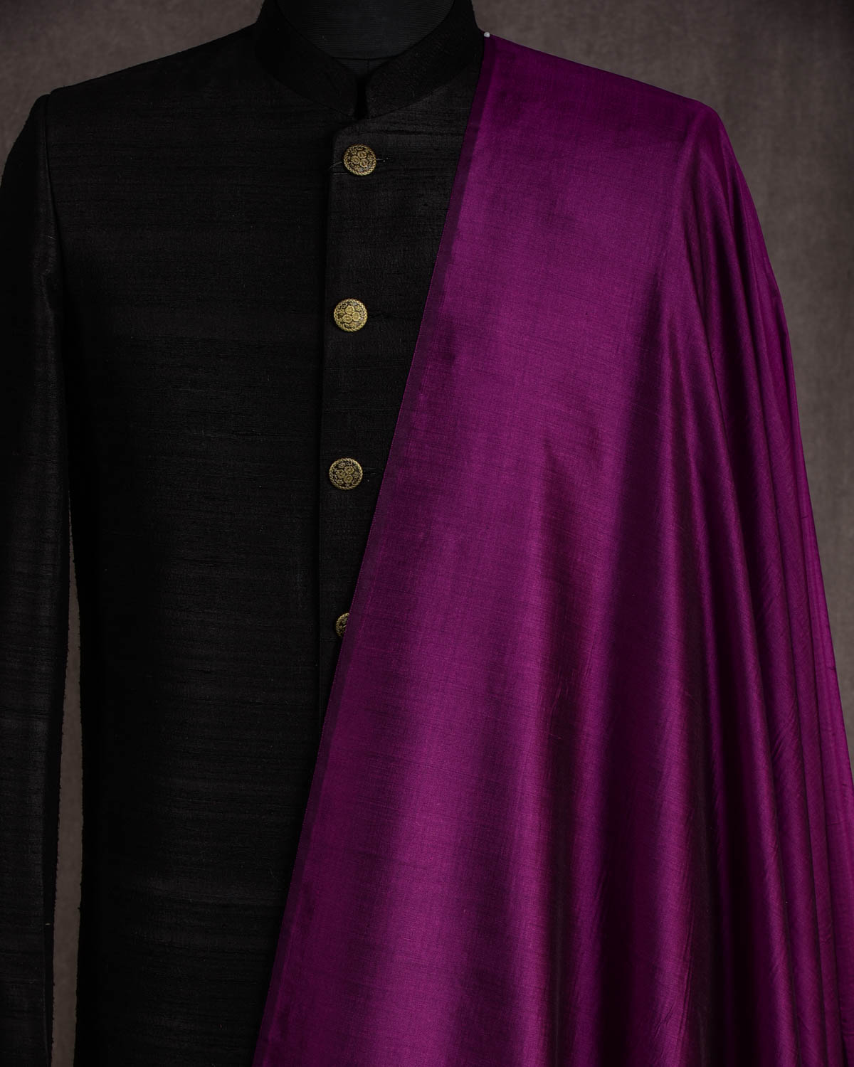 Purple Plain Woven Spun Silk Banarasi Fabric-HolyWeaves