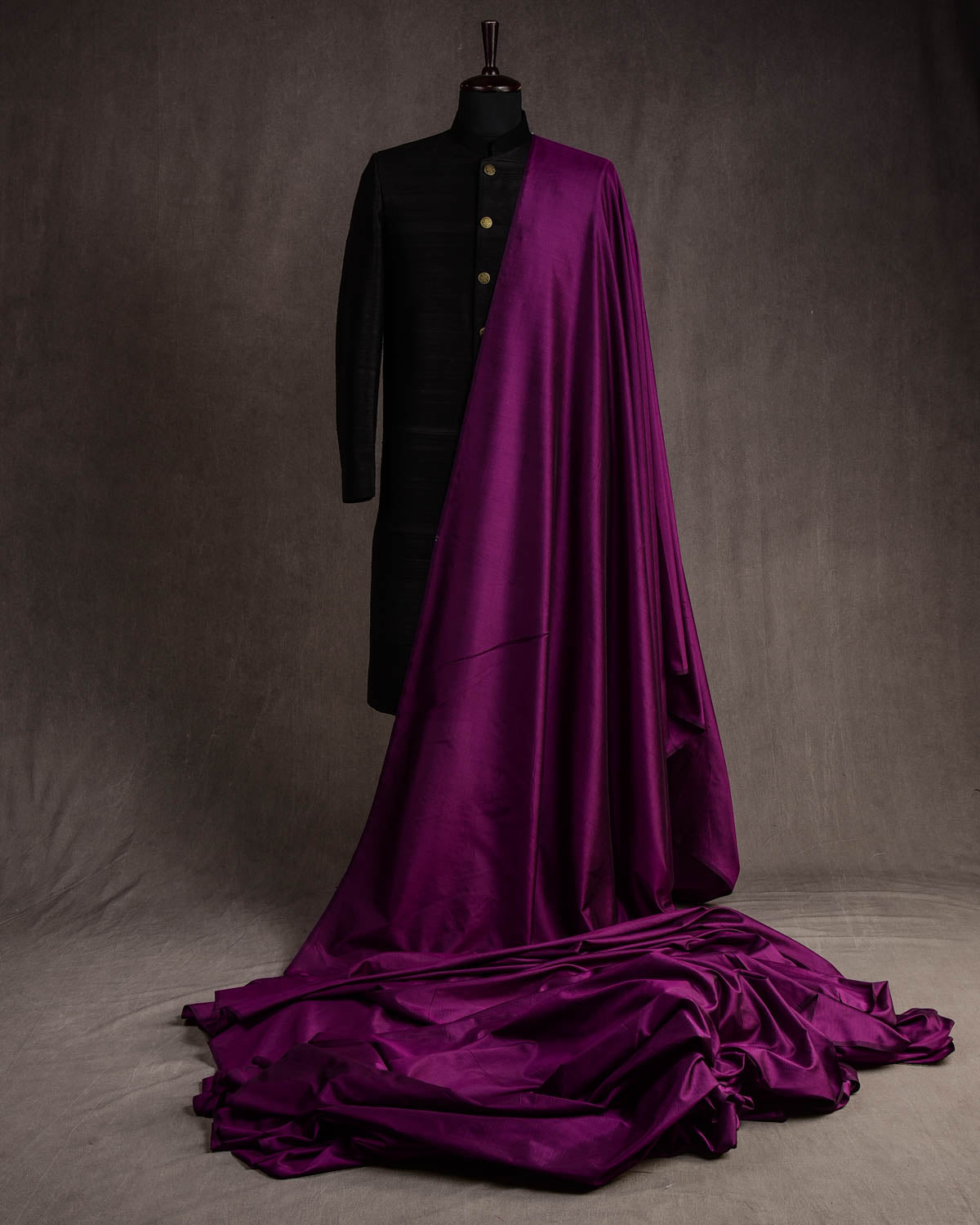 Purple Plain Woven Spun Silk Banarasi Fabric-HolyWeaves