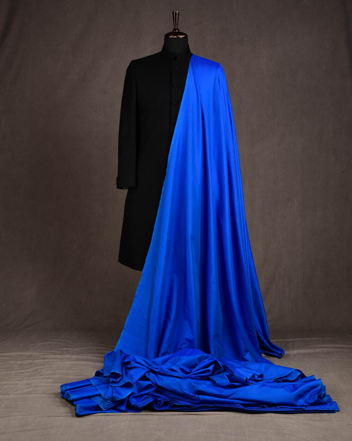 Royal Blue Solid Woven Spun Silk Banarasi Fabric-HolyWeaves