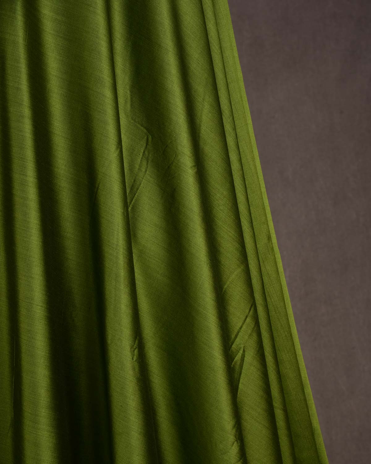 Olive Green Solid Woven Spun Silk Banarasi Fabric-HolyWeaves
