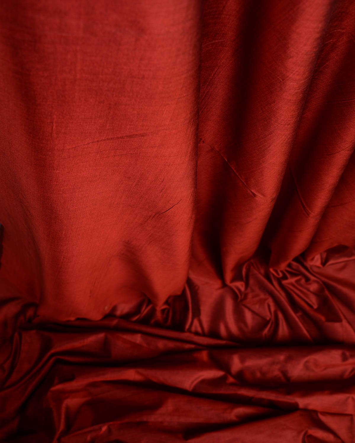 Rusty Maroon Solid Woven Spun Silk Banarasi Fabric