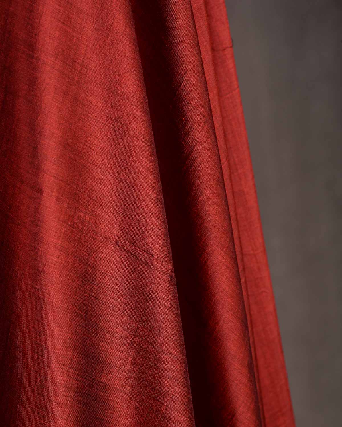 Rusty Maroon Solid Woven Spun Silk Banarasi Fabric