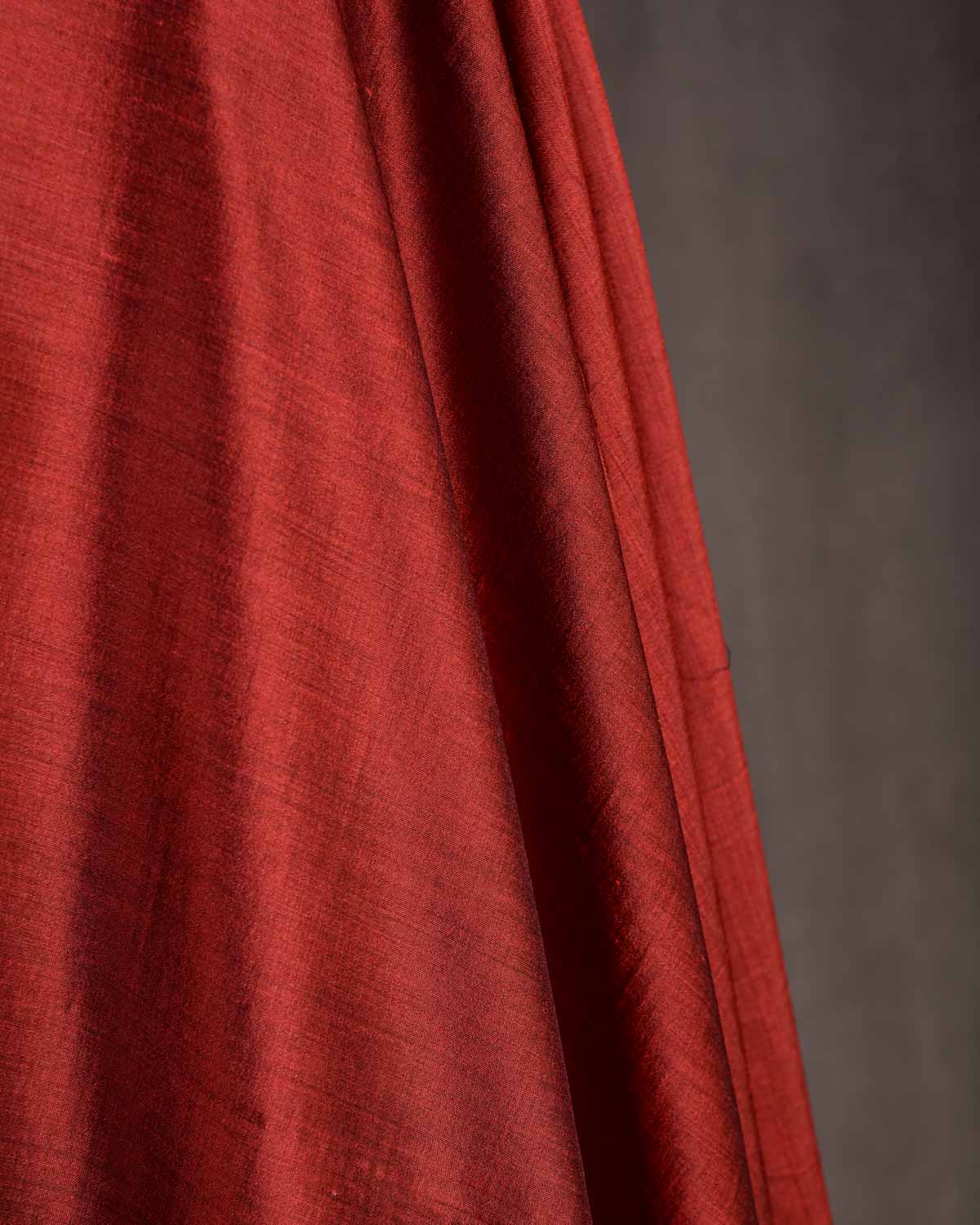 Rusty Maroon Solid Woven Spun Silk Banarasi Fabric
