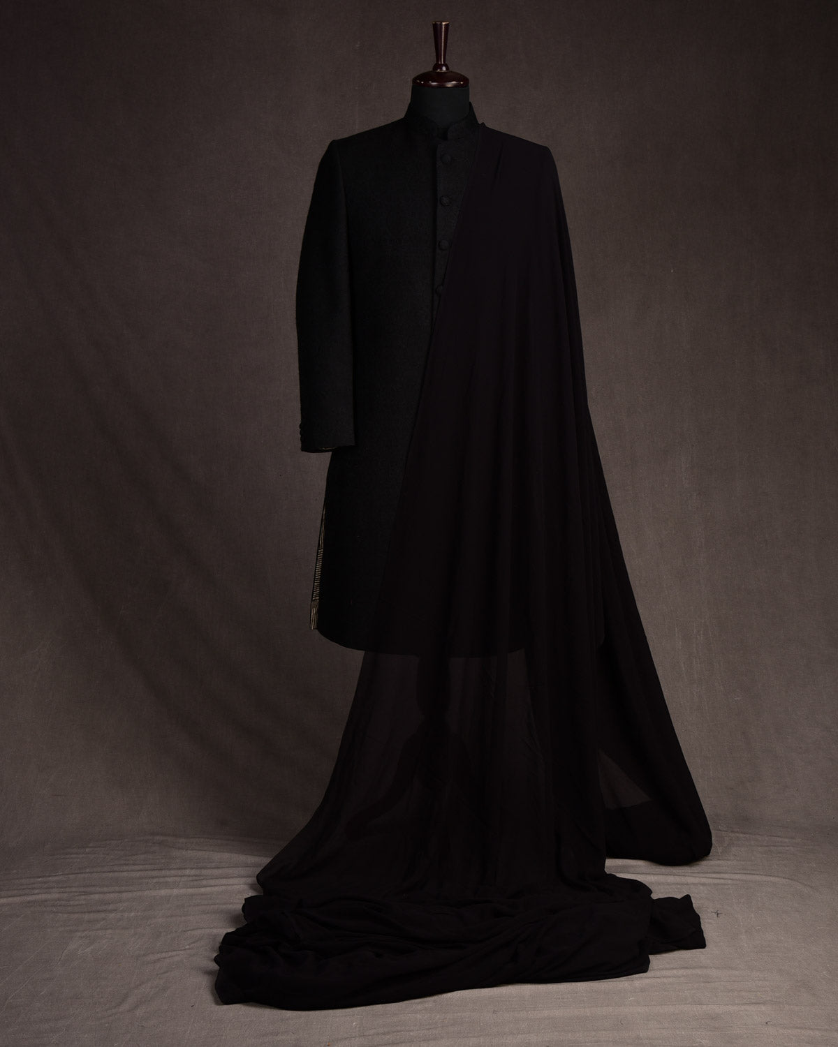Black Woven Pure Georgette Fabric-HolyWeaves