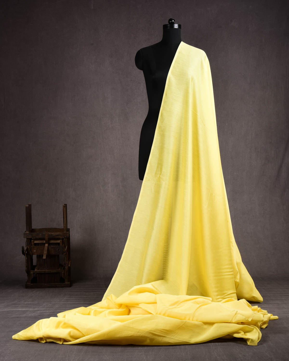 Yellow Banarasi Pure Cotton Silk Fabric-HolyWeaves