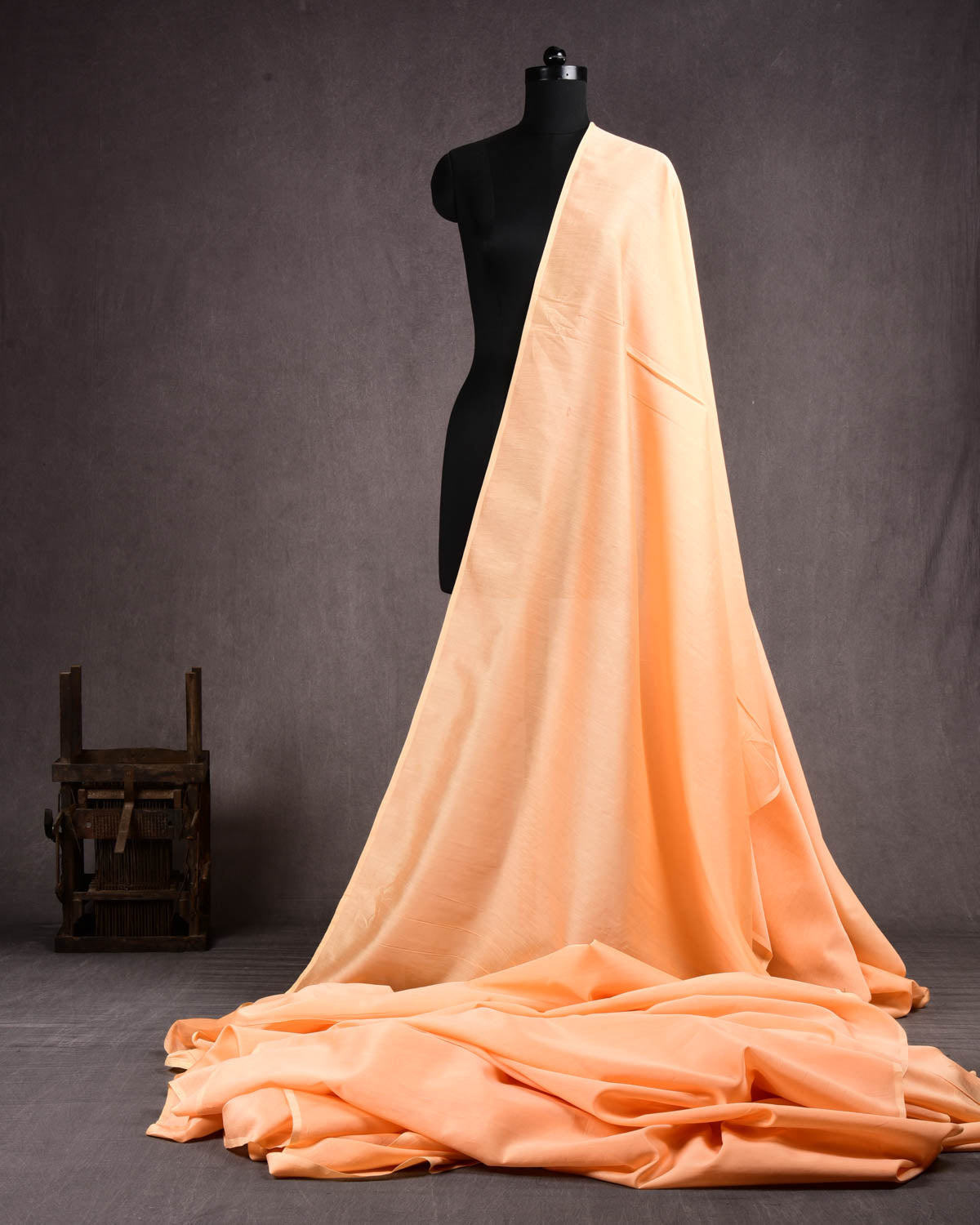 Peach Banarasi Pure Cotton Silk Fabric-HolyWeaves