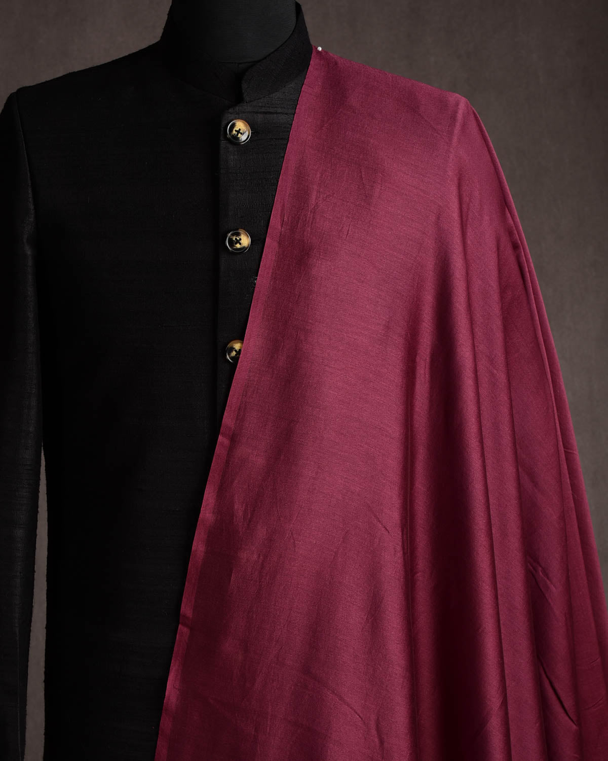 Maroon Banarasi Pure Cotton Silk Unisex Fabric-HolyWeaves